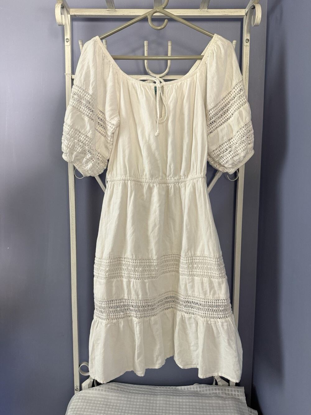 Legate White Dress On Off Shoulder Handmade Sm Embroidered Cotton
